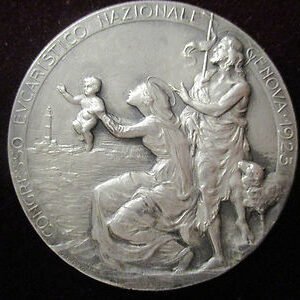 MEDALLA RELIGIOSA CONGRESO EUCARISTICO NACIONAL - GENOVA 1923 - MUY BONITA