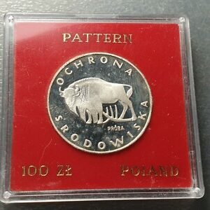 POLONIA POLAND 100 ZLOTYCH 1977 BISONTE EUROPEO ANIMAL PRUEBA PATTERN PR 311