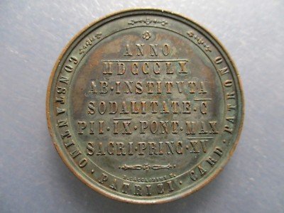 MEDALLA RELIGIOSA 1860 CARDENAL CONSTANTINO PATRIZI NARO SECRETARIO INQUISICION - Imagen 2