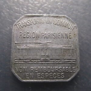 FRANCIA PARIS  FICHA TRANSPORTE PUBLICO - TRANVIA 1921 25 CENTIMES - ALUMINIO