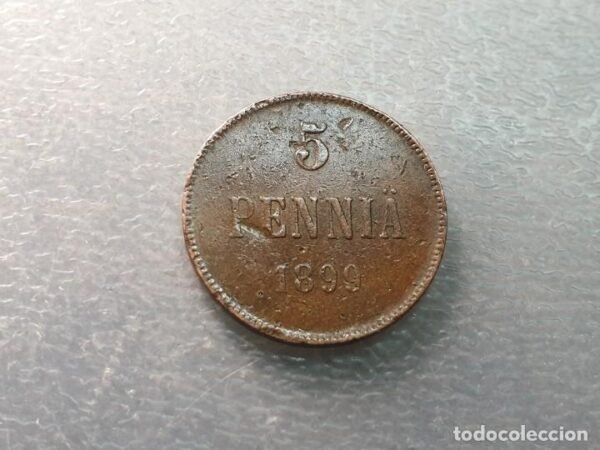 FINLANDIA OCUPACION RUSIA 5 PENNIA 1899 - Imagen 3