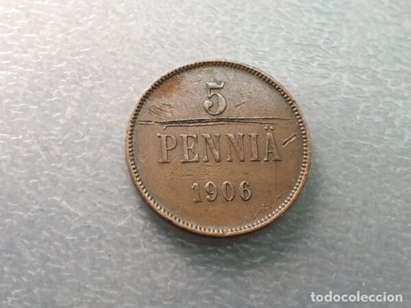 FINLANDIA OCUPACION RUSIA 5 PENNIA 1906 - Imagen 3