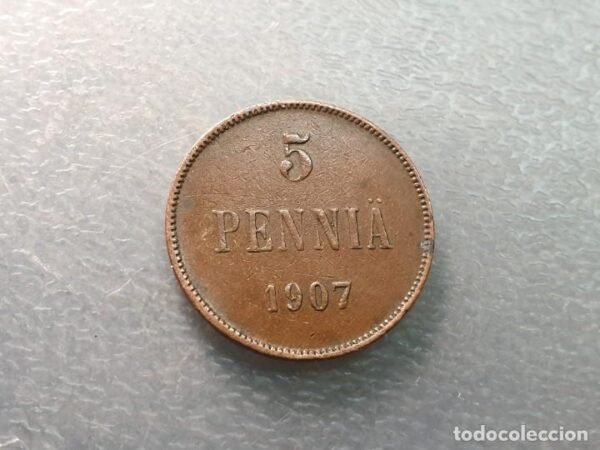 FINLANDIA OCUPACION RUSIA 5 PENNIA 1907 - Imagen 3
