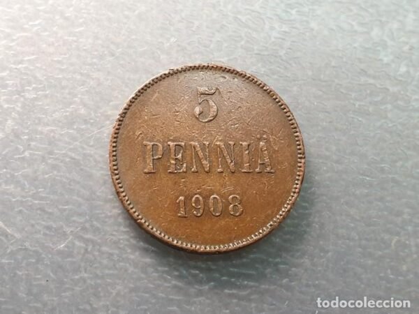 FINLANDIA OCUPACION RUSIA 5 PENNIA 1908 - Imagen 3