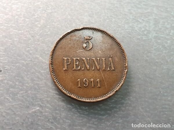FINLANDIA OCUPACION RUSIA 5 PENNIA 1911 - Imagen 3