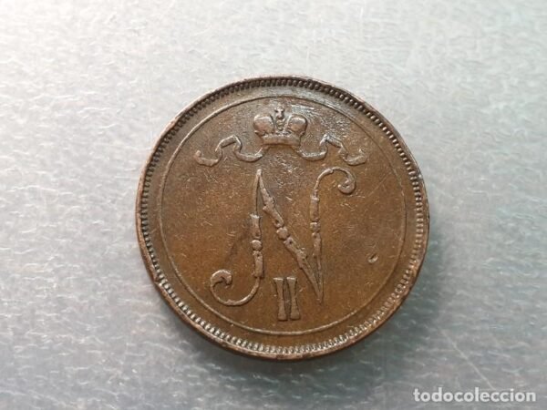 FINLANDIA OCUPACION RUSIA 10 PENNIA 1900 - Imagen 2