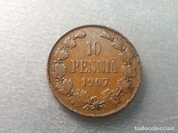 FINLANDIA OCUPACION RUSIA 10 PENNIA 1907 - Imagen 3