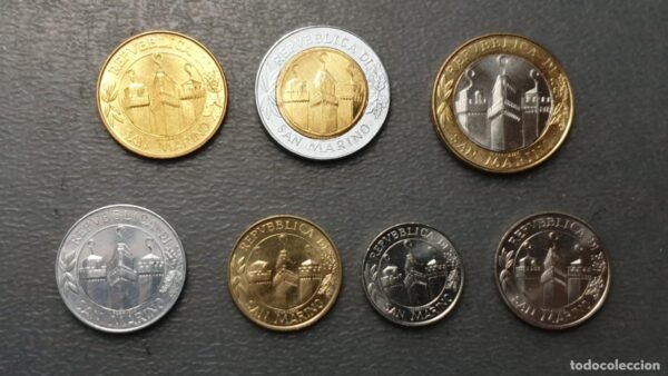 SAN MARINO 2001 SERIE ANUAL MONEDAS 10+20+50+100+200+500+1000 LIRE SC ESCASA - Imagen 3
