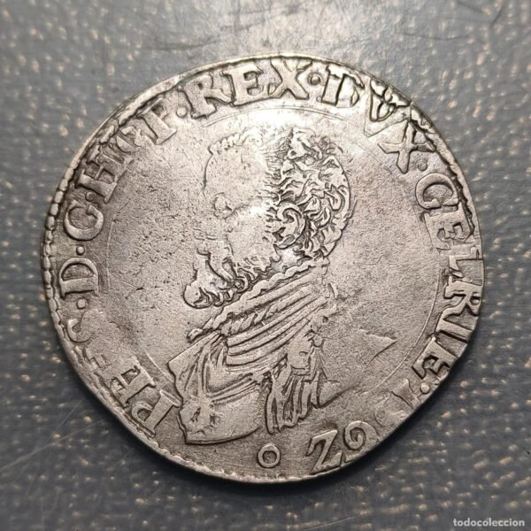 PAISES BAJOS ESPAÑOLES GELDERLAND FELIPE II 1/2 FILIPSDAALDER 1562o NO ESTÁ EN CATÁLOGOS RARA 13,36g - Imagen 2
