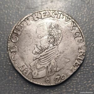 PAISES BAJOS ESPAÑOLES GELDERLAND FELIPE II 1/2 FILIPSDAALDER 1562o NO ESTÁ EN CATÁLOGOS RARA 13,36g
