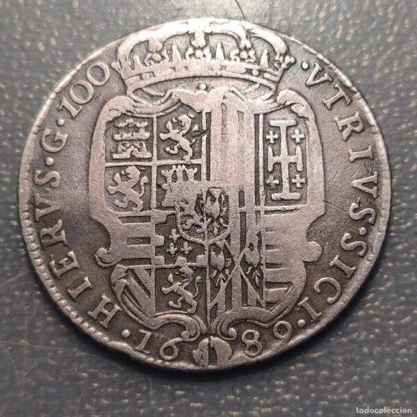 IMPERIO ESPAÑOL NAPOLES CARLOS II DUCADO 1689 24,45g - Imagen 3