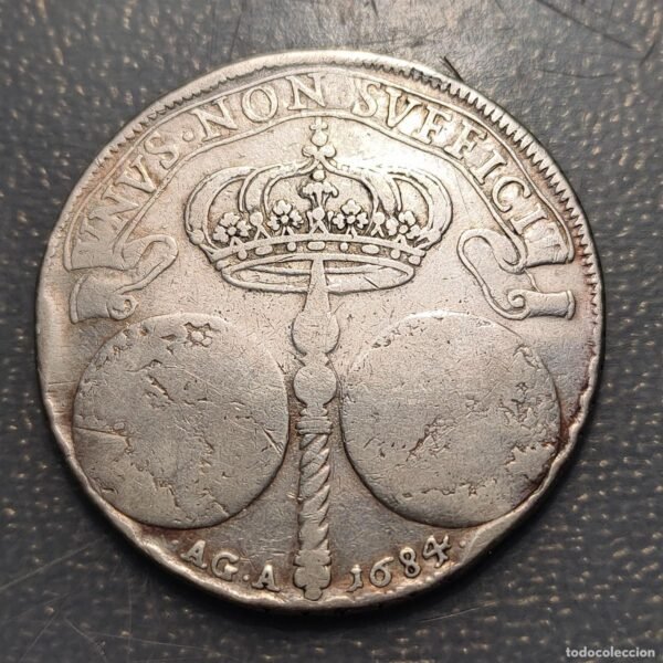 IMPERIO ESPAÑOL NAPOLES CARLOS II DUCATO 1684 ”AG A” EN LINEA RARA 27,38g - Imagen 3