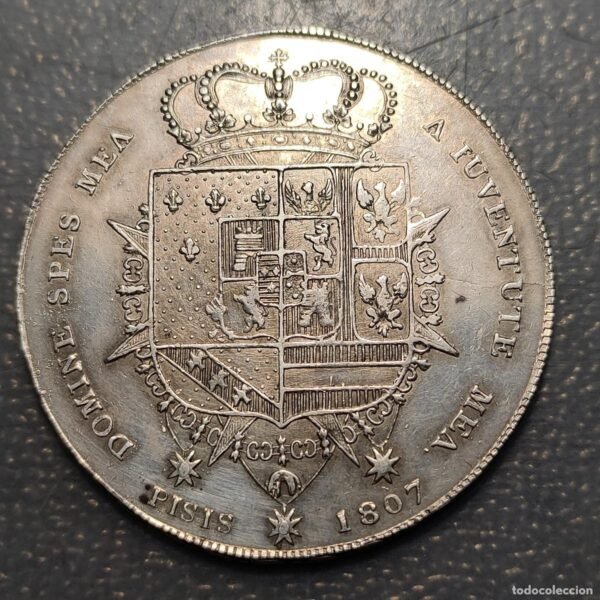 IMPERIO ESPAÑOL TOSCANA CARLO LUDOVICO CARLOS LUIS BORBON INFANTE DE ESPAÑA 1807 27,25g - Imagen 3