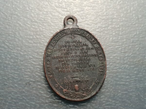 MEDALLA RELIGIOSA PAPA LEON XIII BEATA MARIA VIRGEN DEL SS ROSARIO 34x24 mm - Imagen 2
