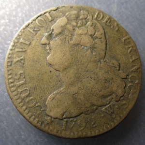 FRANCIA FRANCE LUIS XVI LOUIS XVI 2 SOLS 1792 W LILLE SCARCE ESCASA