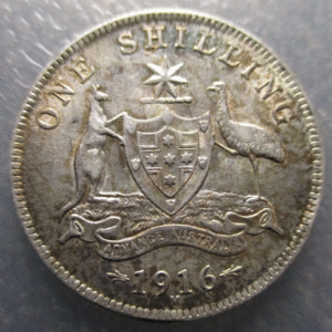 AUSTRALIA GEORGE V SHILLING 1916 M KM 26 EBC/EBC+ BRILLO ORIGINAL