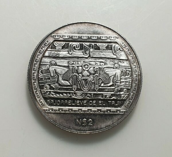 MEXICO 2 NUEVOS PESOS 1993 TAJIN 1/2 OZ 1/2 ONZA
