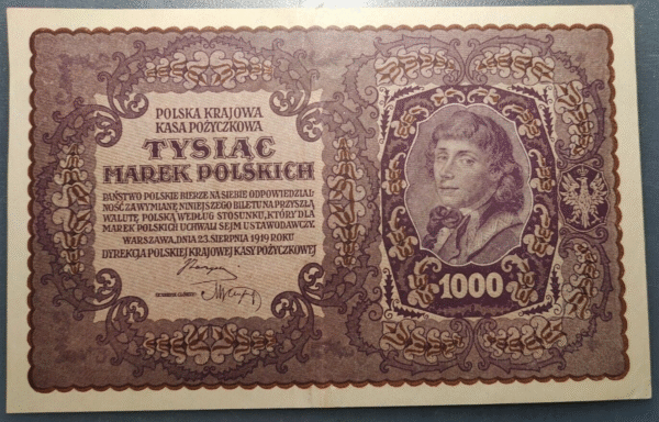 POLONIA POLAND 1000 MAREK POLSKICH 23/08/1919 P29 EBC