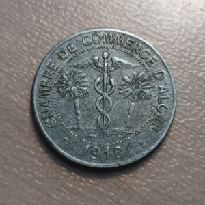 ARGELIA ALGERIA CAMARA DE COMERCIO DE ALGER 10 CENTIMES 1918 ALUMINIO KMTNAS MBC