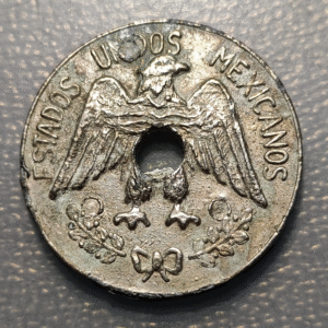 MEXICO ESTADOS UNIDOS MEXICANOS MEDALLA CON AGUJERO REPRESENTANDO 1 PESO 1914