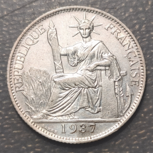 FRENCH INDOCHINA FRANCESA 20 CENTS 1937 KM 17.2 PLATA