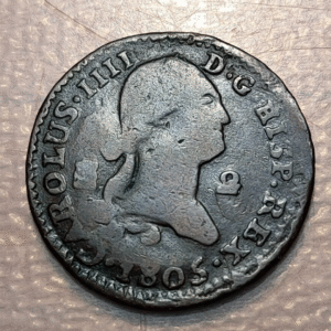 ESPAÑA SEGOVIA CARLOS IV 2 MARAVEDIS 1805