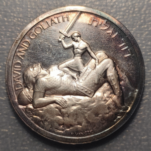 ISRAEL 20TH ANIVERSARY MEDAL 1948-1968 DAVID AND GOLIATH SILVER