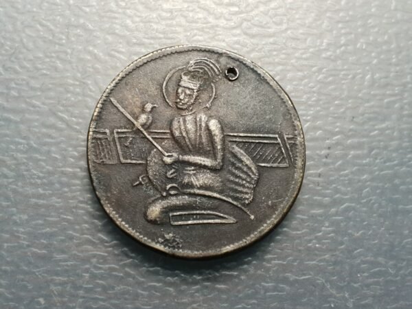 INDIA FICHA DE TEMPLO HINDU - TEMPLE TOKEN 28 mm AGUJERO