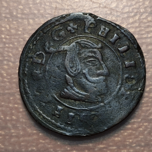 FALSA DE EPOCA ESPAÑA FELIPE IV 16 MARAVEDIS 1663 FALSA DE EPOCA CORONA INUSUAL