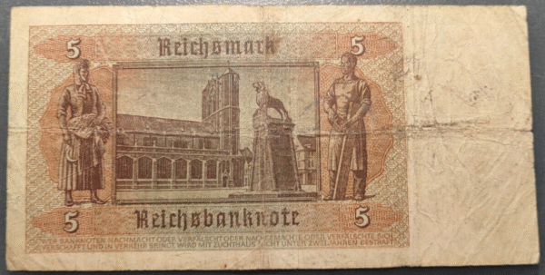 GERMANY ALEMANIA 5 REICHSMARK 1942 P186a BC+ - Imagen 2