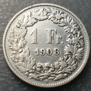 SUIZA SWITZERLAND 1 FRANCO 1 FRANC 1908 B BC