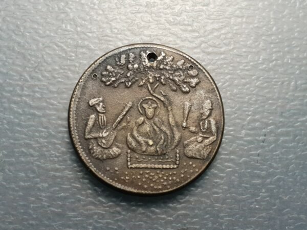 INDIA FICHA DE TEMPLO HINDU - TEMPLE TOKEN 28 mm AGUJERO - Imagen 2