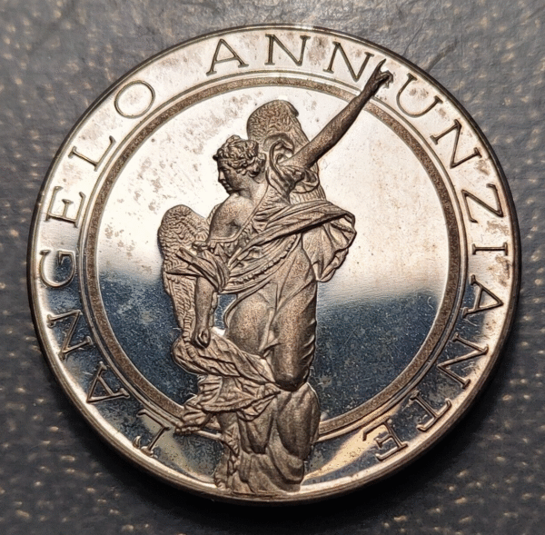 ITALIA MONTEVARCHI TOSCANA MEDALLA 1980 ANGEL ANUNCIANTE PLATA