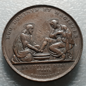 MEDALLA RELIGIOSA PAPA PIO IX 1861 AÑO XVI / LAVATORIO DE LOS PIES 32 mm
