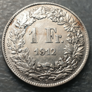 SUIZA SWITZERLAND 1 FRANCO 1 FRANC 1912 B EBC