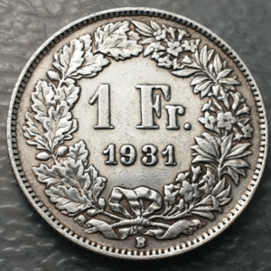 SUIZA SWITZERLAND 1 FRANCO 1 FRANC 1931 B MBC