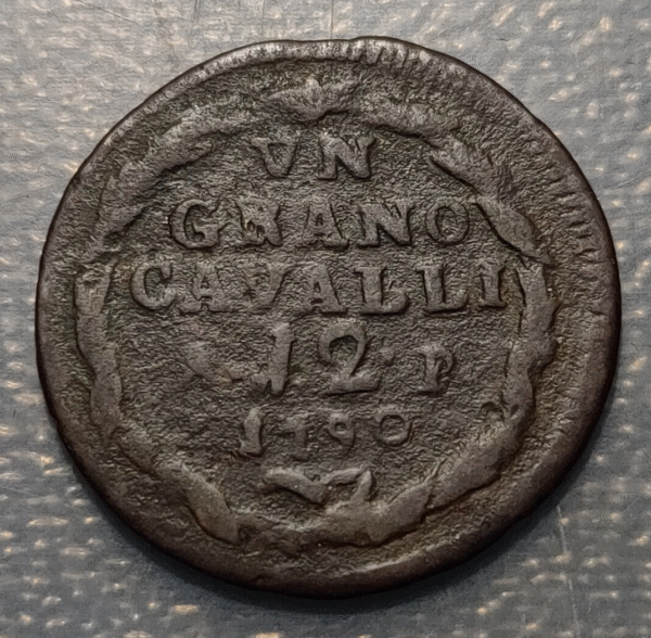 ITALIA NAPOLES NAPOLI FERDINANDO IV 1 GRANO 12 CAVALLI 1790 AP - Imagen 2