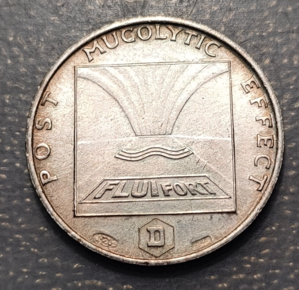 ITALIA PUBLICIDAD EUSTAQUIO MEDICO FLUFORT MUCOLITICO BARTOLOMEO MEDALLA PLATA - Imagen 2