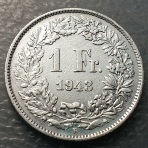 SUIZA SWITZERLAND 1 FRANCO 1 FRANC 1943 B MBC/MBC+