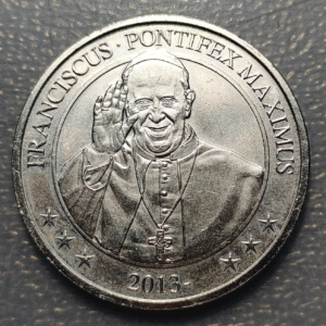 MEDALLA RELIGIOSA PAPAL FRANCISCO 2013 1º AÑO DE PONTIFICIO NIQUEL 32mm