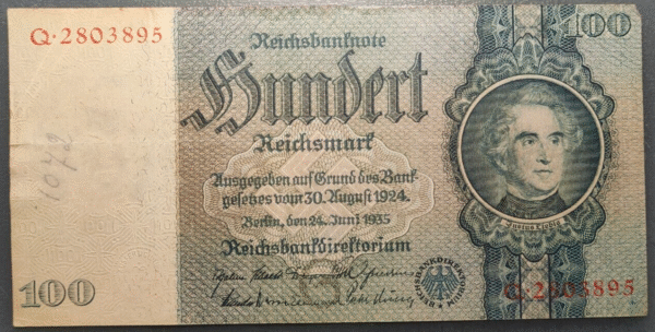 GERMANY ALEMANIA 100 REICHSMARK 1935 P183a MBC-/MBC