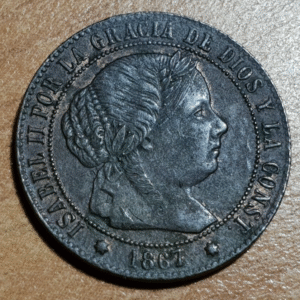 SEVILLA ISABEL II 1/2 CENTIMOS DE ESCUDO 1867 OM EBC+