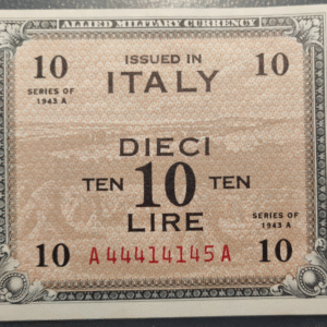 ITALIA ITALY 10 LIRE 1943 P-M19 SC-