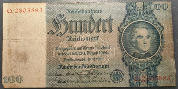 GERMANY ALEMANIA 100 REICHSMARK 1935 P183a MBC-/MBC