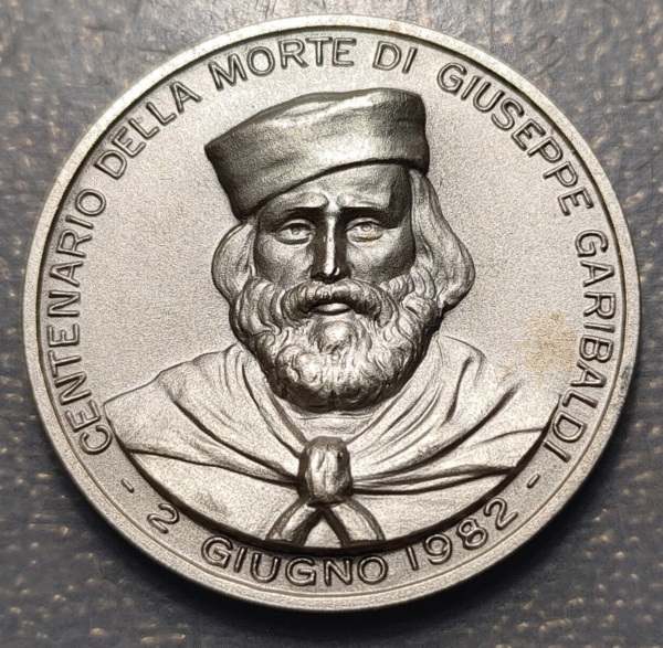 ITALIA CENTENARIO MUERTE GIUSEPPE GARIBALDI MEDALLA 1982 PLATA