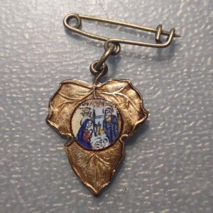 MEDALLA RELIGIOSA ITALIA SAGRADA FAMILIA MEDALLA LACADA EN FORMA HOJA DE LA VIDA
