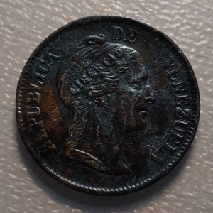VENEZUELA 1 CENTAVO 1862 BC+/MBC-