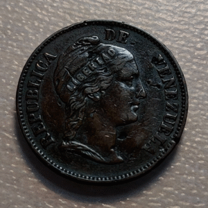 VENEZUELA 1 CENTAVO 1862 BC+/MBC-