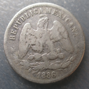MEXICO MEXICO CITY 25 CENTAVOS 1886 Mo M