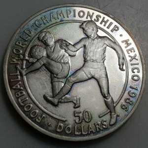 COOK ISLANDS ISLAS COOK 50 DOLLARS 1989 MUNDIAL FUTBOL FIFA WORLD CUP MEXICO 86